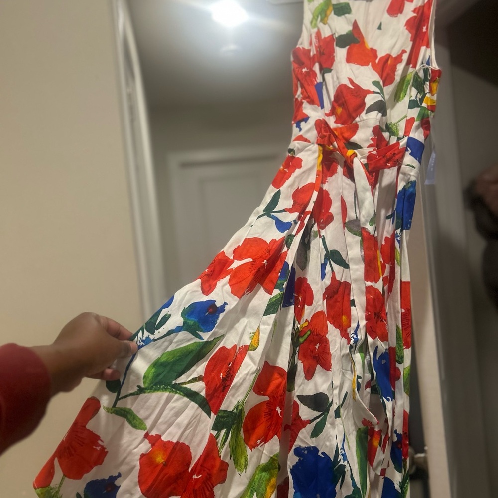 London Times Red and Blue Floral Dress